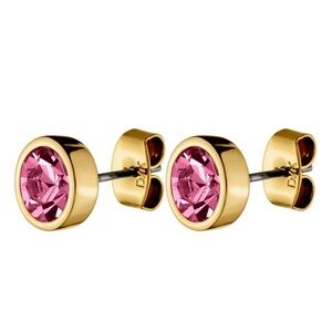 Rese Quartz Crystal Stud Earrings | 18K Gold Plated | Hypoallergenic Gift Ready